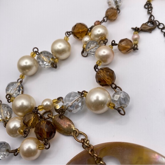 Painted Abalone Circle Shell Beaded Necklace - Picture 5 of 6